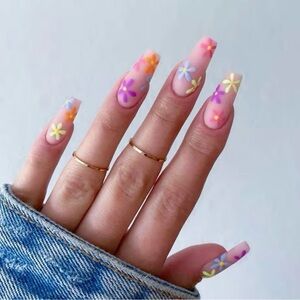 Flower Push On Nails